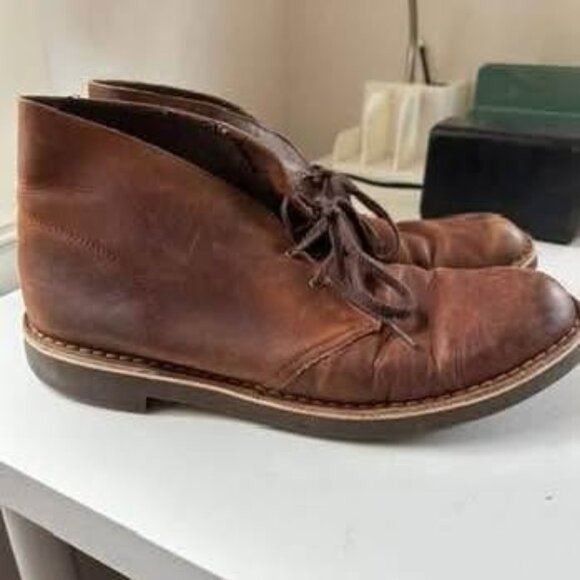 Clark\'s Chukka Boots Men\'s Size 11.5 Brown Leather Clark\'s Desert Boots